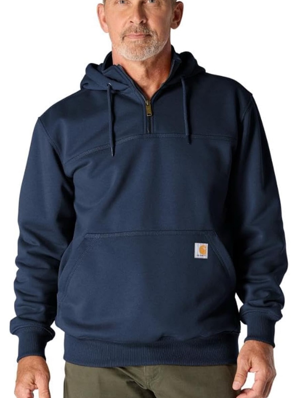 Carhartt Navy Rain Defender Paxton Quarter Zip Hooded Sweatshirt